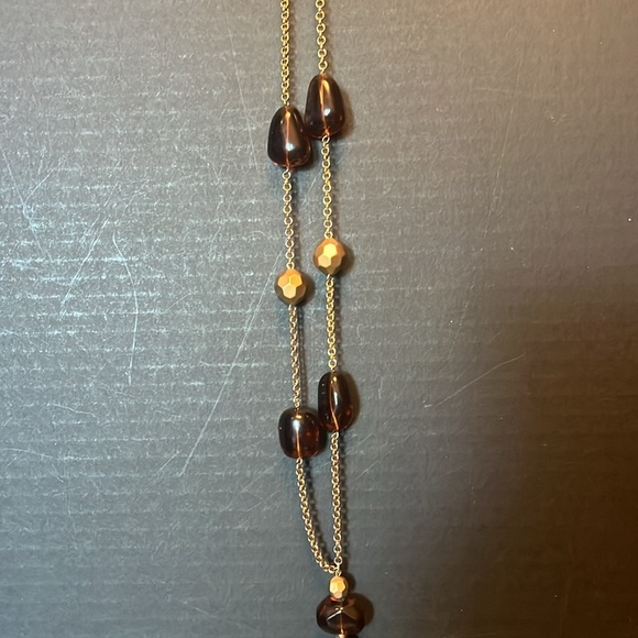 Statement Chain  22 Long Amber Faux Beads - Picture 3 of 5